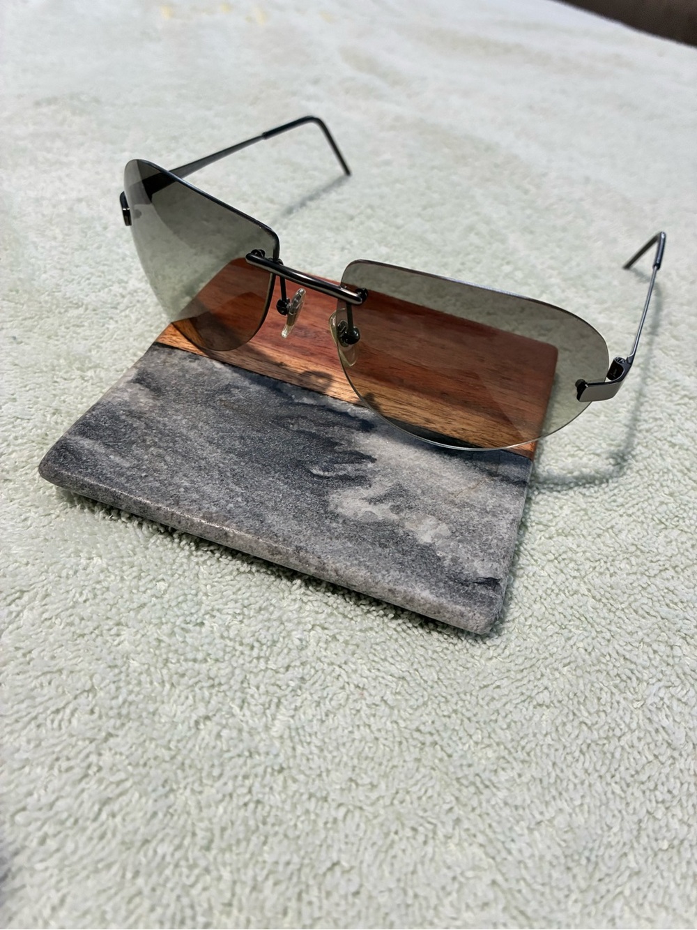 Giorgio Armani 1500 Series lightweight Rimless Aviators w/original leather case